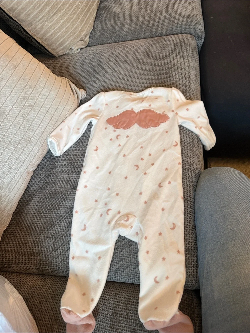 Carter's White Footed One-Piece with Blush Stars & Moons